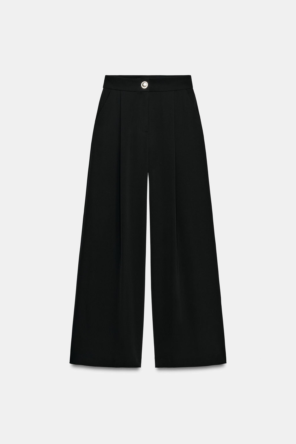 PANTAL?N PALAZZO BOT?N DORADO / Negro - Zara фото 5