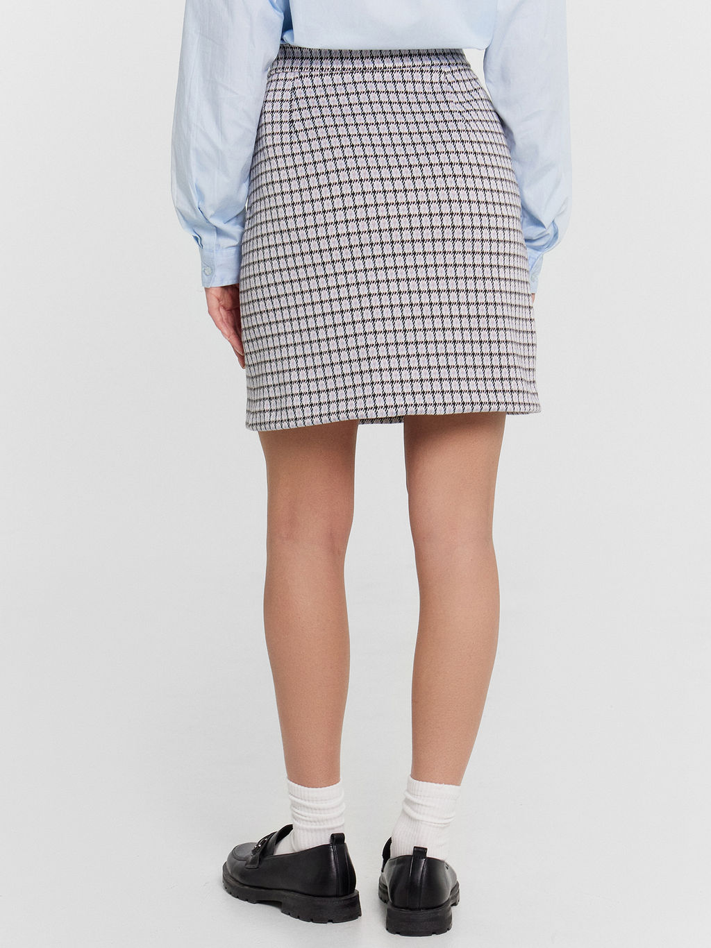 Юбка женская мини с разрезом в бордово-синюю лапку бордово -синяя лапка 152767 - Mark formelle фото 5