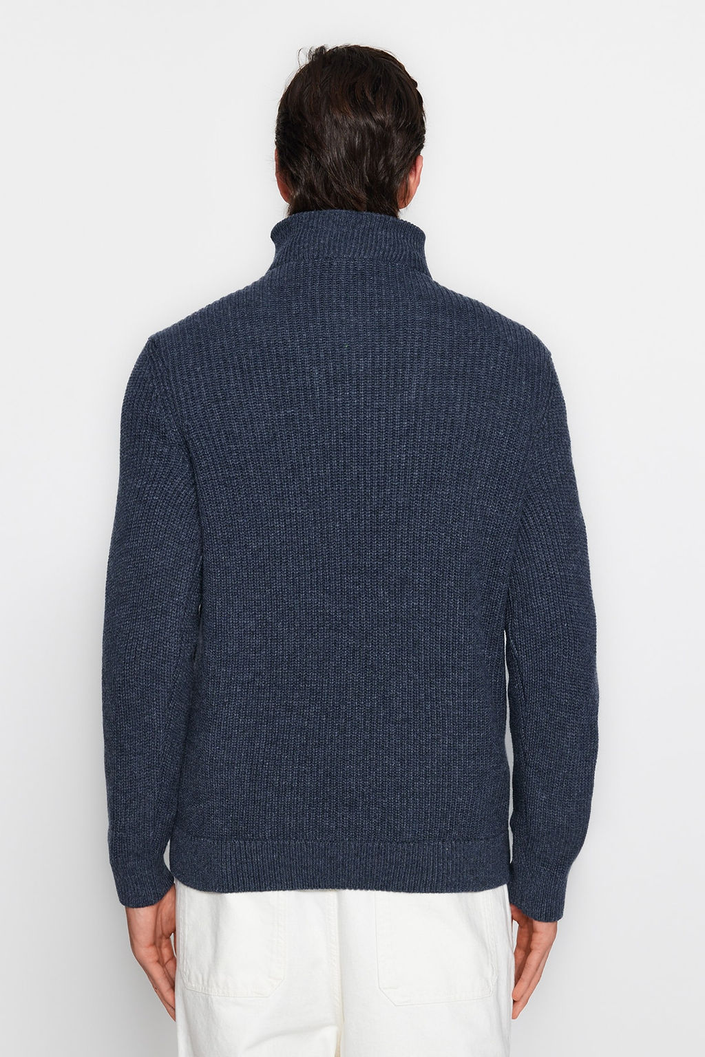 Indigo Regular Fit Yunlu Fermuarl? Bal?kc? Yaka Triko Kazak TMNAW22KZ0347