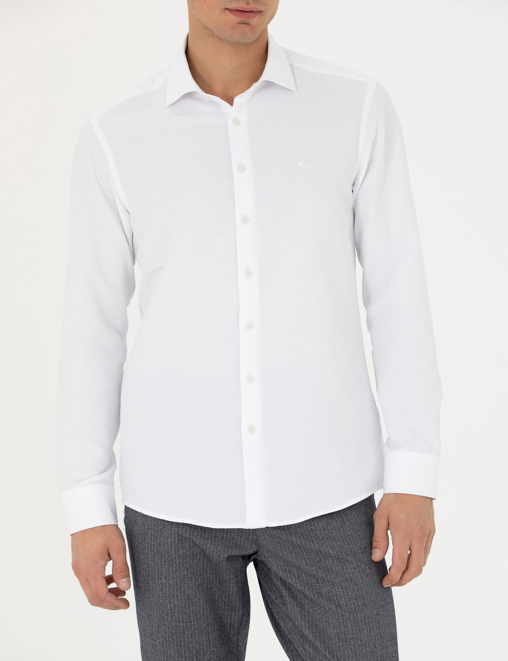 Beyaz Slim Fit Uzun Kollu G_mlek