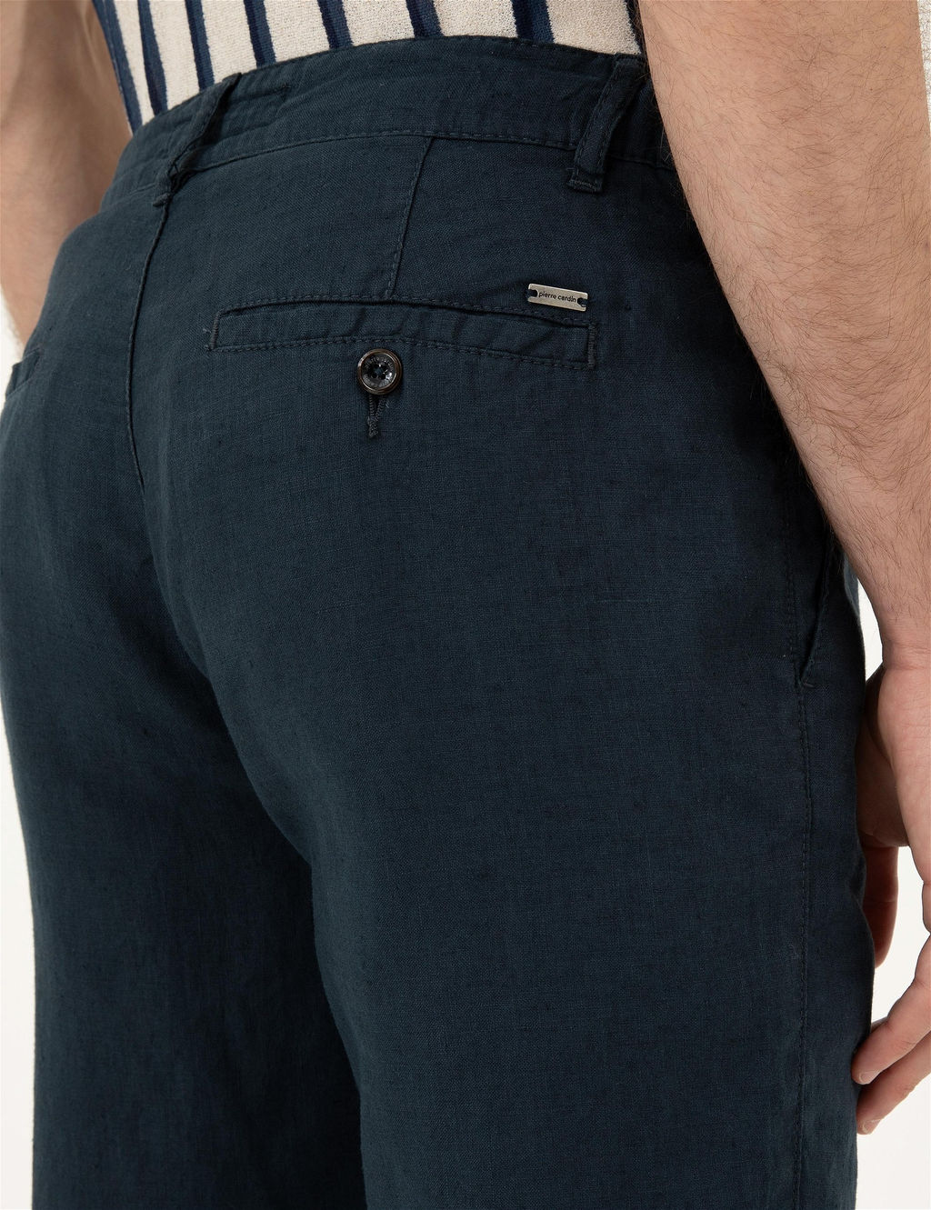 Lacivert Carrot Fit Keten Kanvas Pantolon