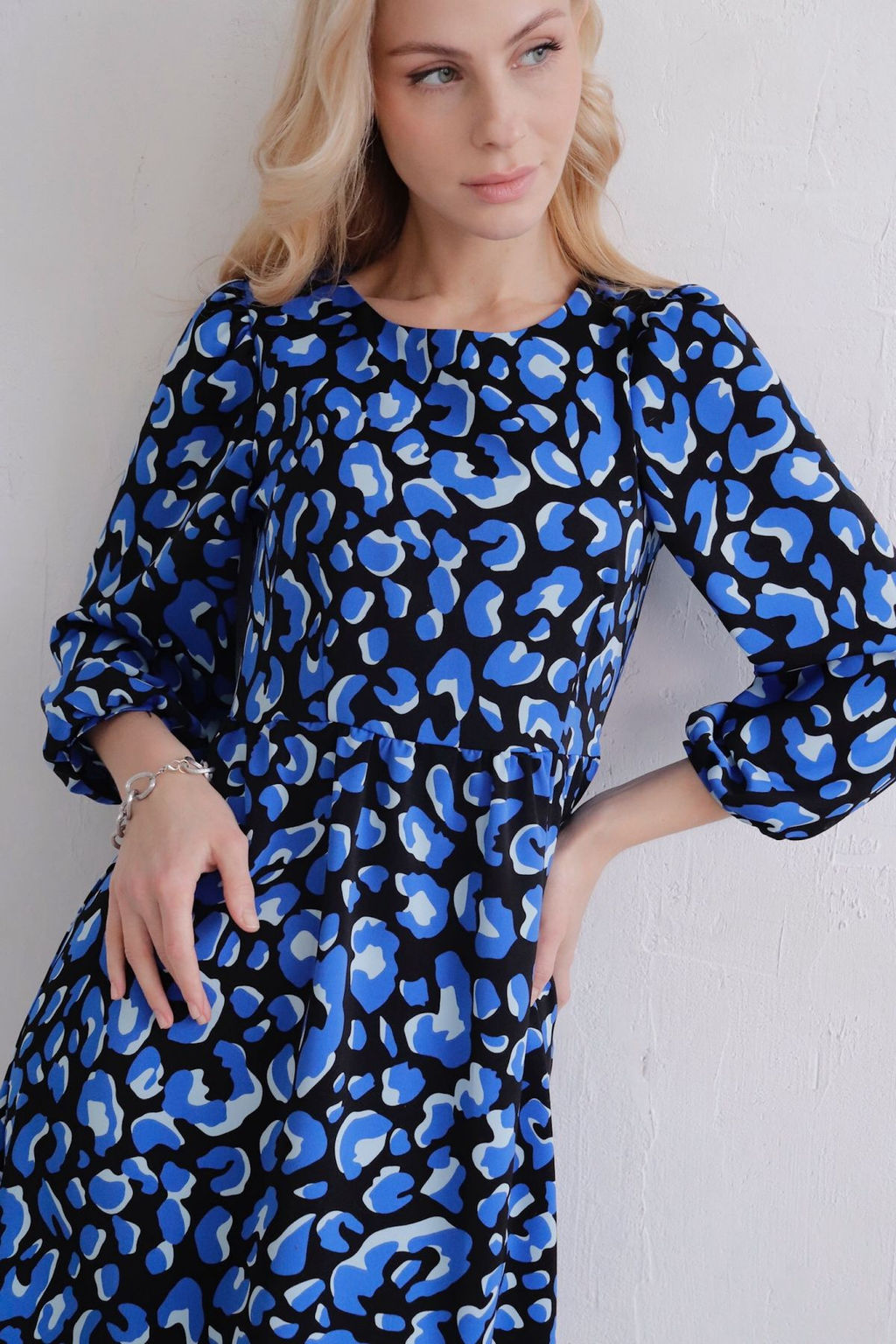 Платье чёрно-синее с присборенной юбкой - Martichelli фото 6