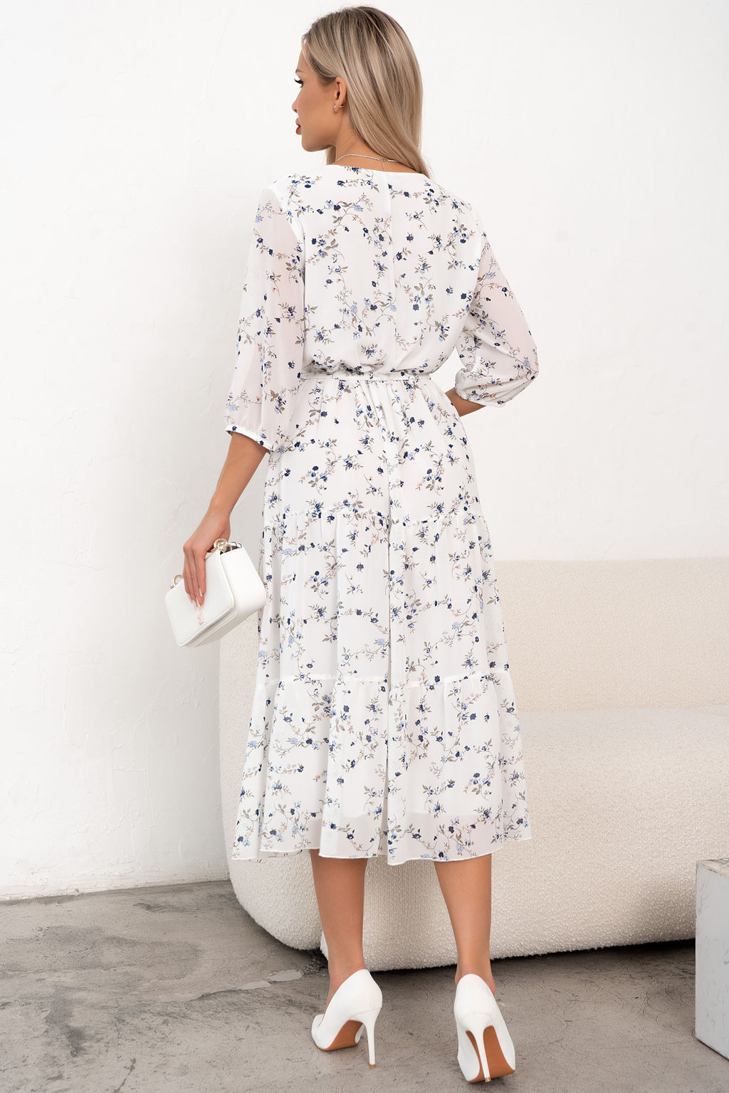 Платье Хелен (белый/синий принт) Р11-2075/11 - Николь фото 8