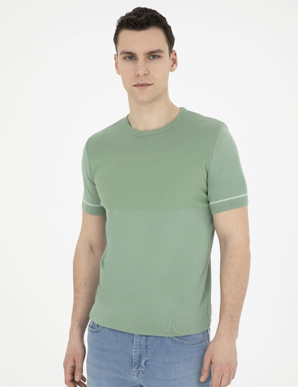 _a_la Slim Fit Bisiklet Yaka Triko Ti__rt - Pierre cardin фото 3