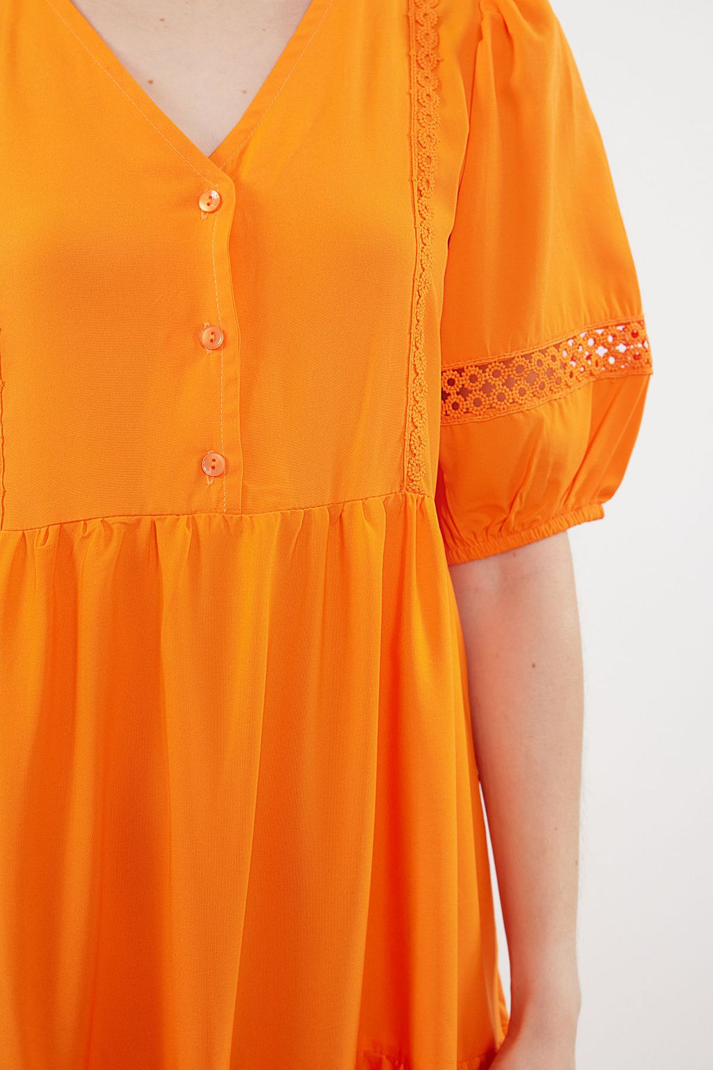 Turuncu Duz Shift Poplin Midi Elbise TWOSS24EL00906 - Trendyolmilla фото 4