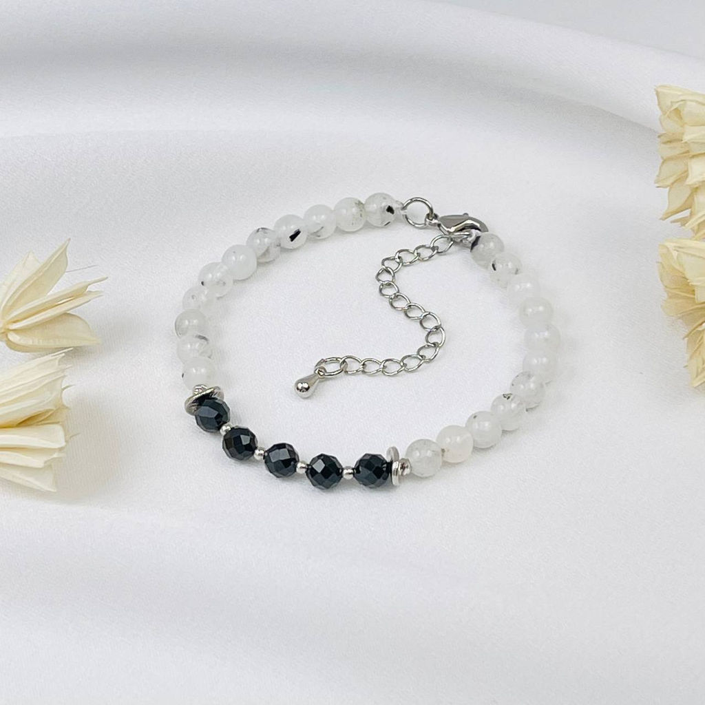 Браслет из Лунного камня с вкл.Турмалина и Шпинели - Радуга самоцветов фото 2