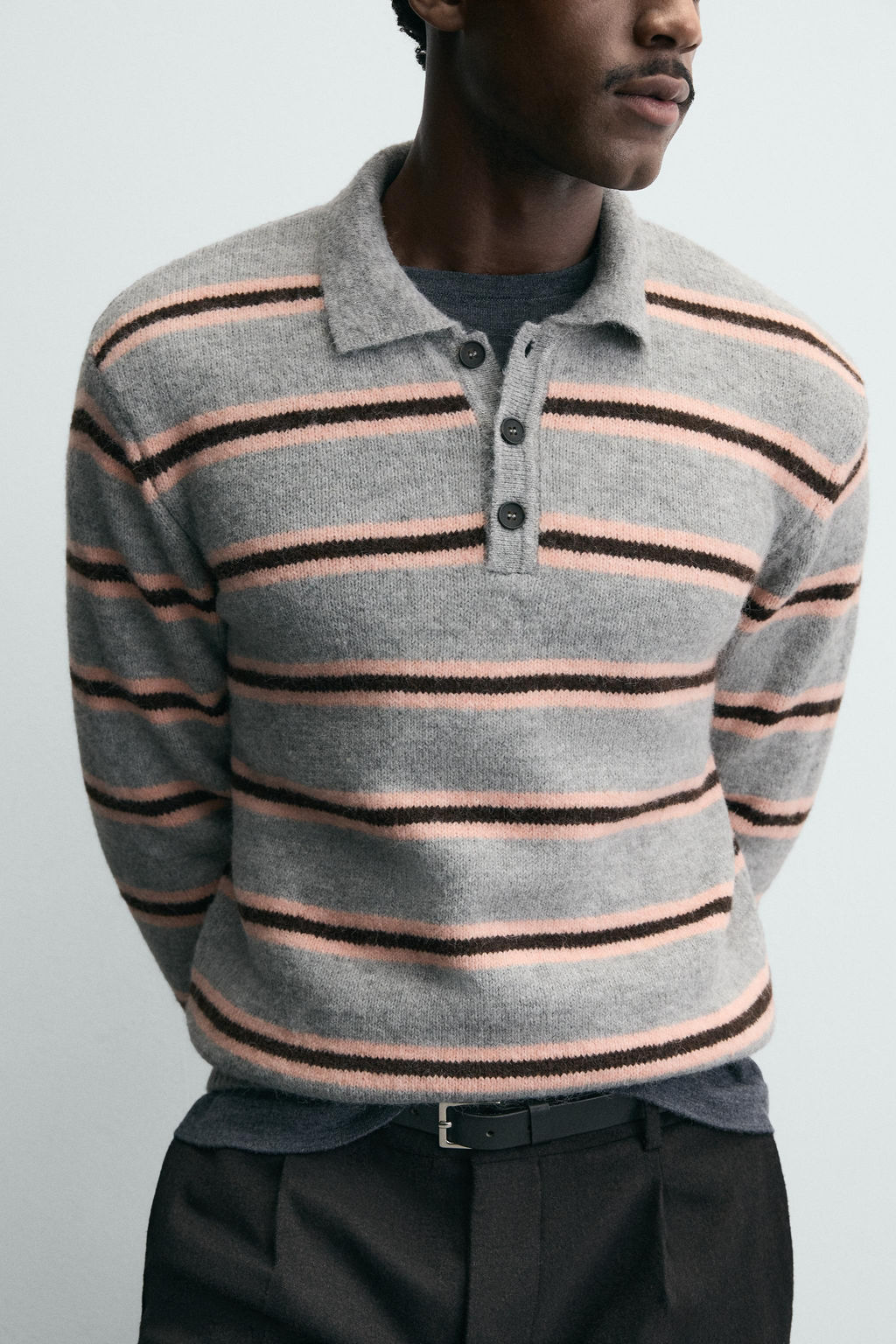 STRIPED JACQUARD KNIT POLO SHIRT - Zara фото 5
