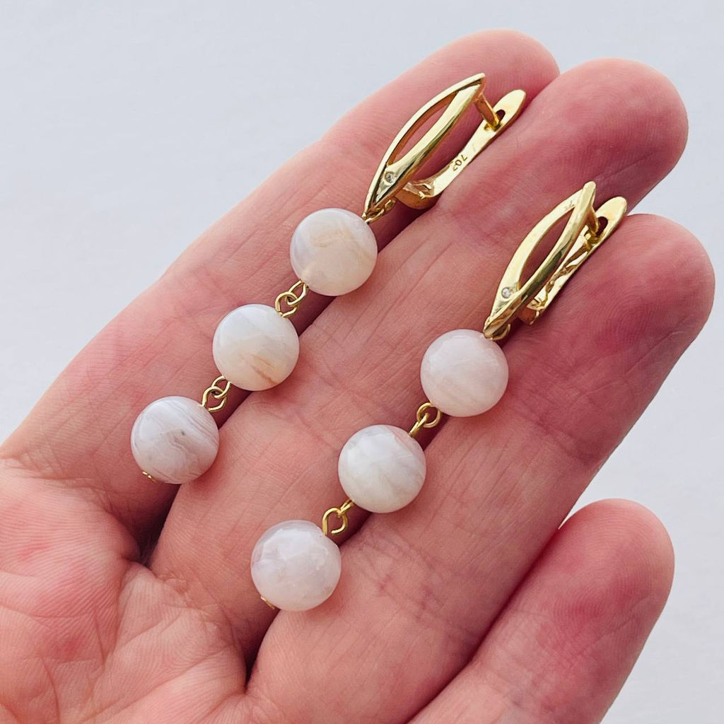 Серьги тройные из Агата (Бразилия) - Радуга самоцветов фото 2