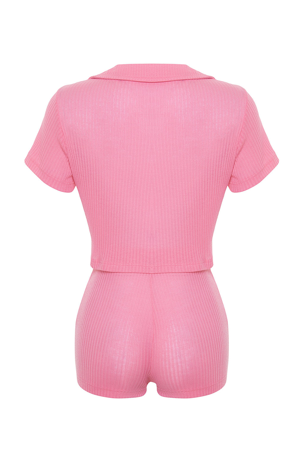 Trendyolmilla Lila Fitilli Crop Sortlu Orme Pijama Tak?m? THMSS22PT0308  фото 8