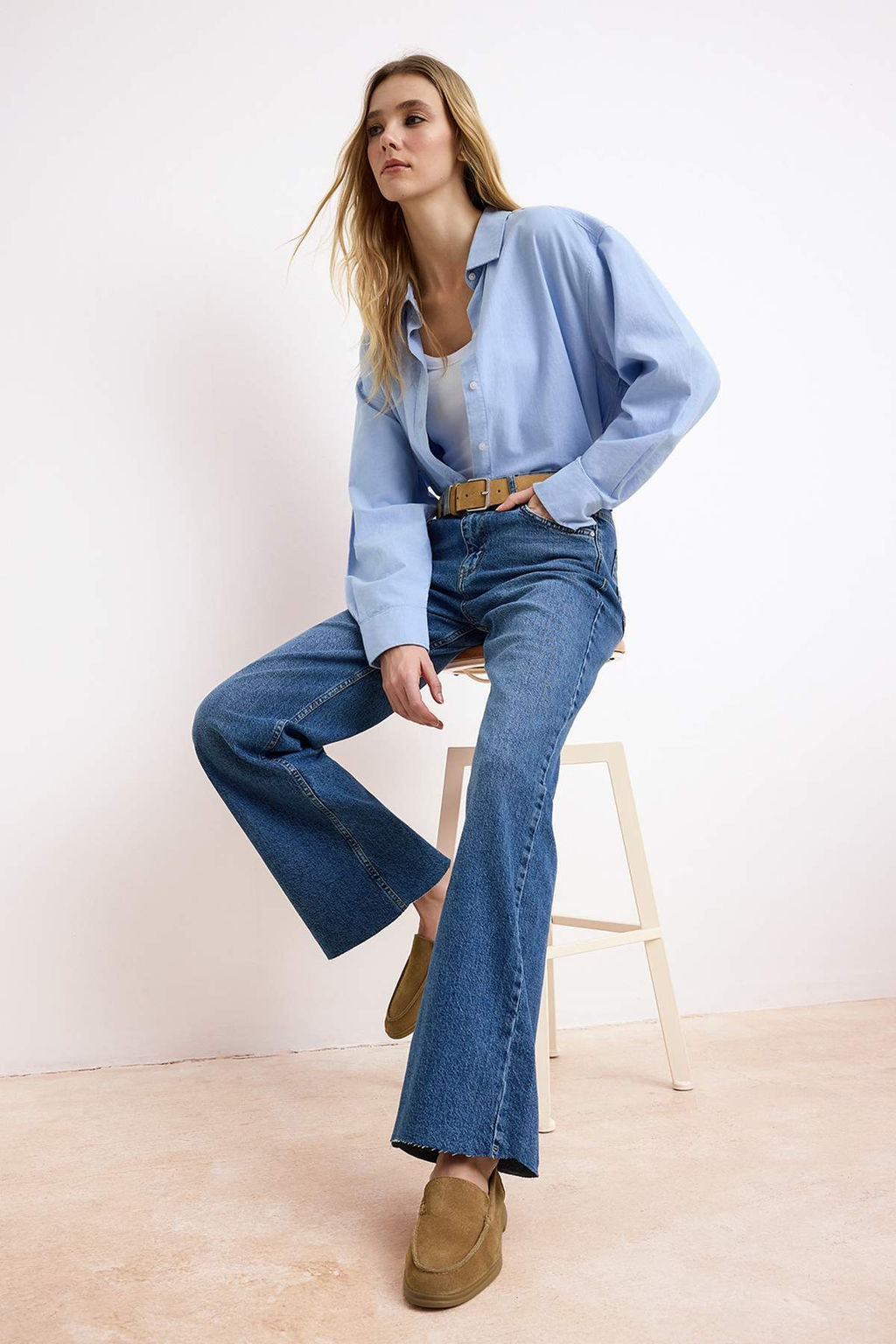 Gri Yuksek Bel Az Esnek Wide Leg Uzun Boy Jeans TWOSS26JE00119 - Trendyolmilla фото 6