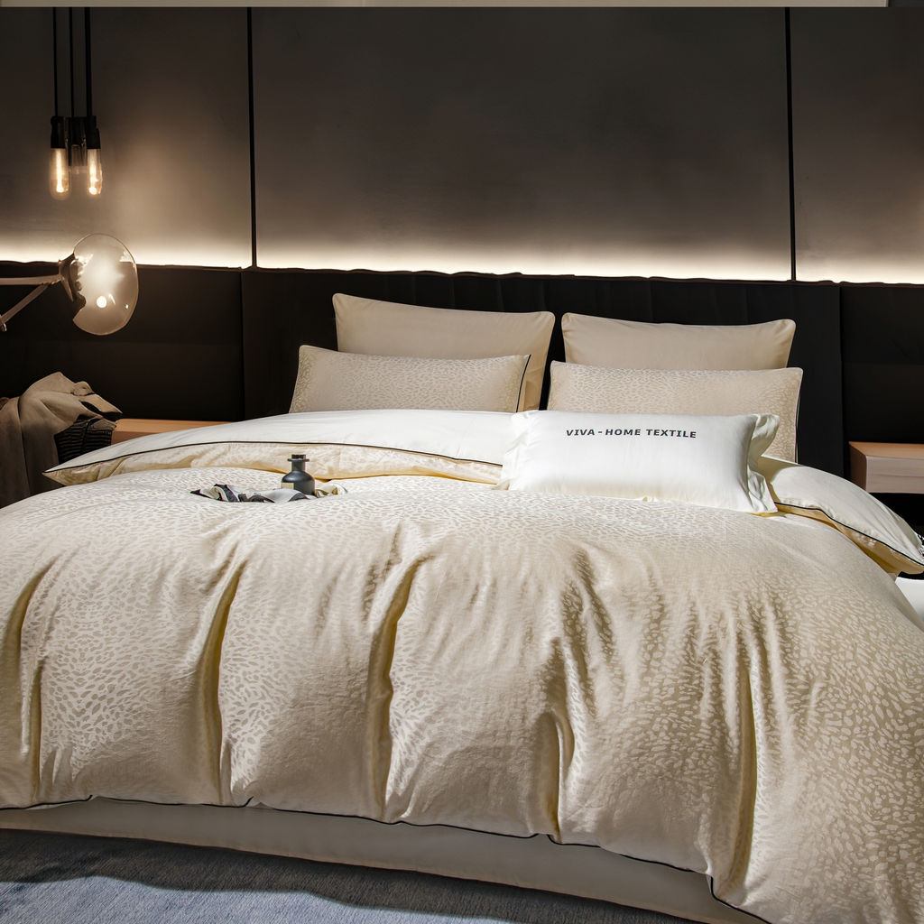 Комплект постельного белья на резинке Сатин-Жаккард Тессоро MTR006 Евро 4 Наволочки