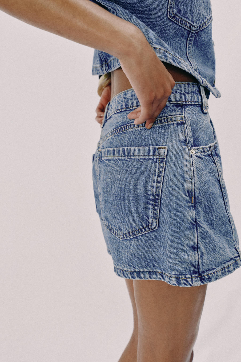 FALDA PANTAL?N Z1975 DENIM CRUZADA / Azul medio - Zara фото 9