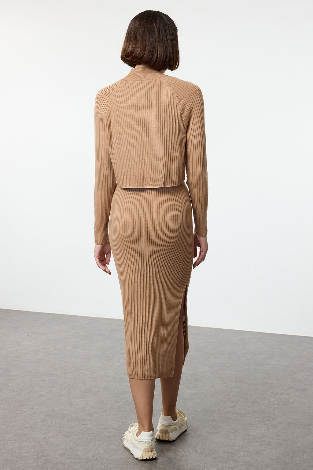 Camel Crop Basic Etekli Triko Alt - Ust Tak?m TWOAW23AU00170 - Trendyolmilla фото 5