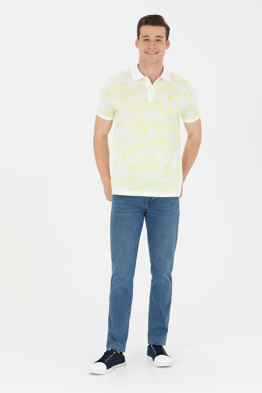 U. S. Polo Assn Мужская светло-желтая футболка с воротником-поло - U.s. polo assn фото 5