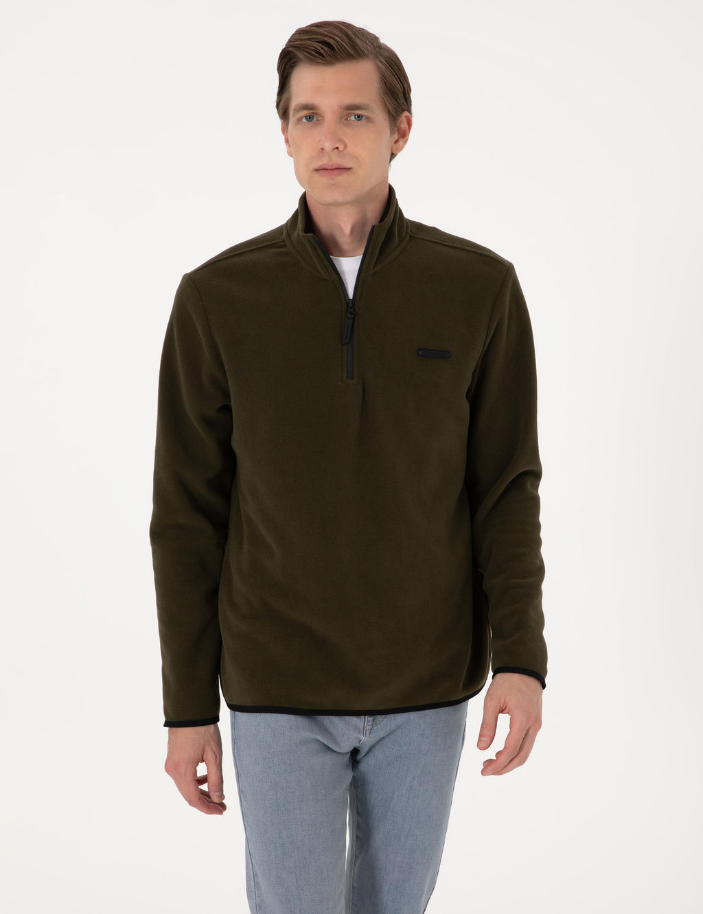 Haki Regular Fit Yar_m Fermuarl_ Polar Sweatshirt - Pierre cardin фото 3