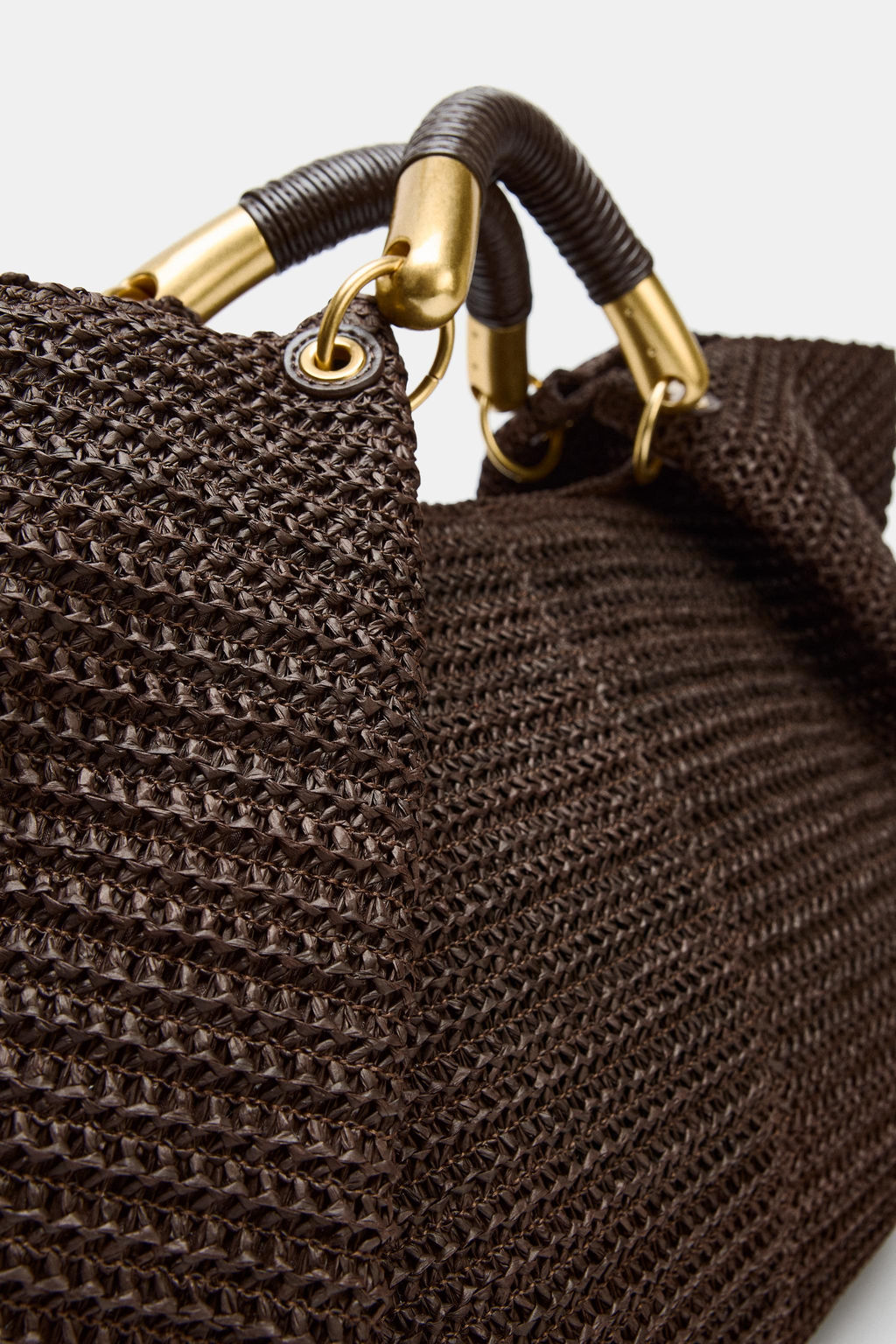 MAXI BOLSO DE MANO EFECTO TRENZADO / Marr?n - Zara фото 5