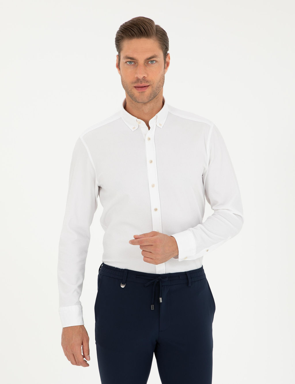 Beyaz Slim Fit Uzun Kollu G_mlek