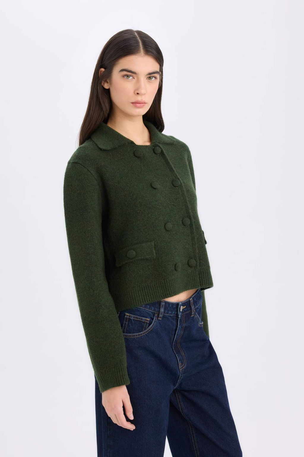 Regular Fit Polo Yaka Basic Duz Dugmeli Triko H?rka - Defacto фото 2