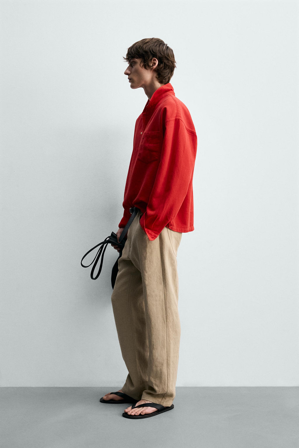 CAMISA POLO RELAXED FIT ESTRUCTURA / Rojo - Zara фото 4