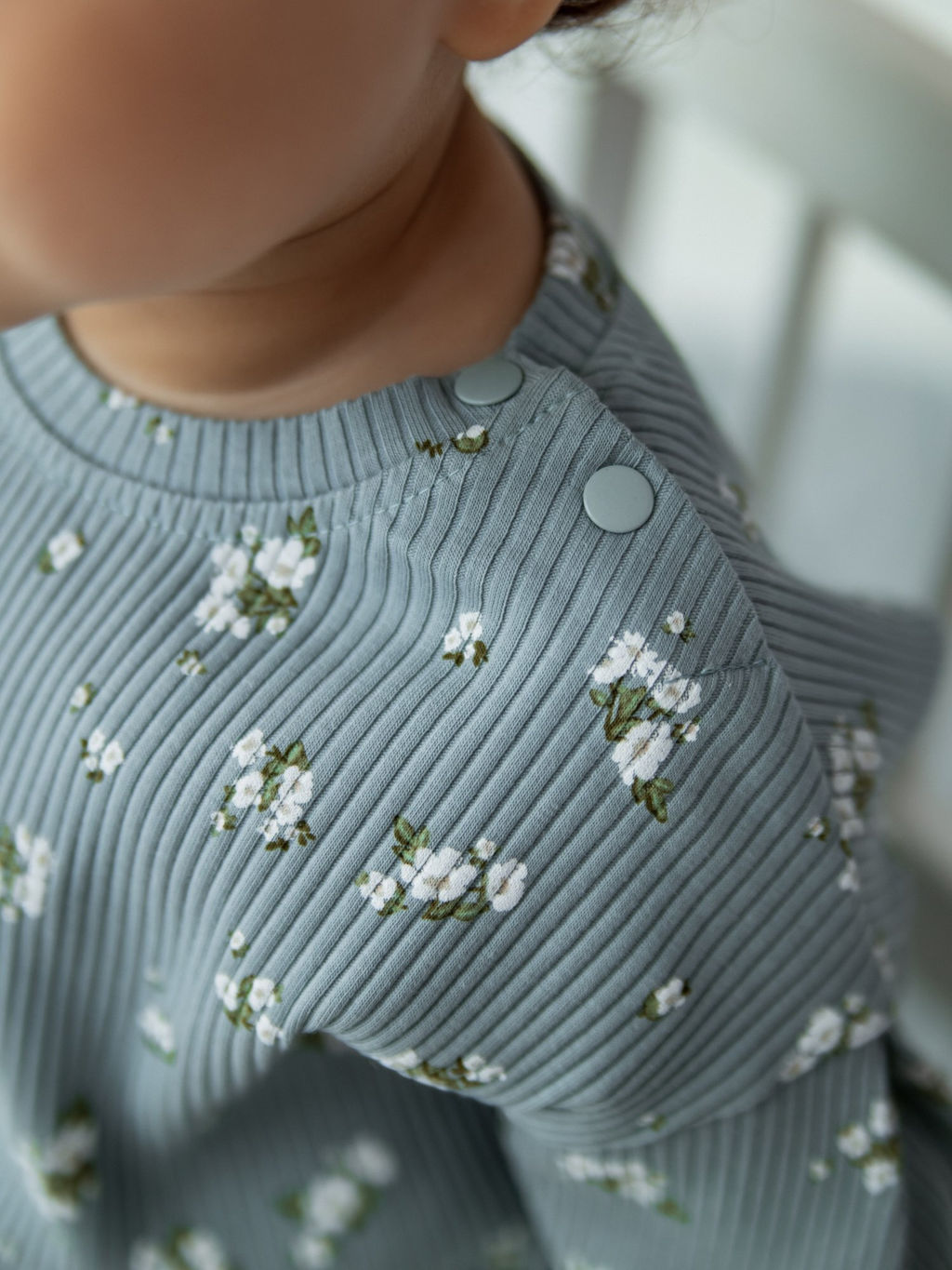 Лонгслив в рубчик Незабудки с объемными рукавами 0+ - Bungly фото 3