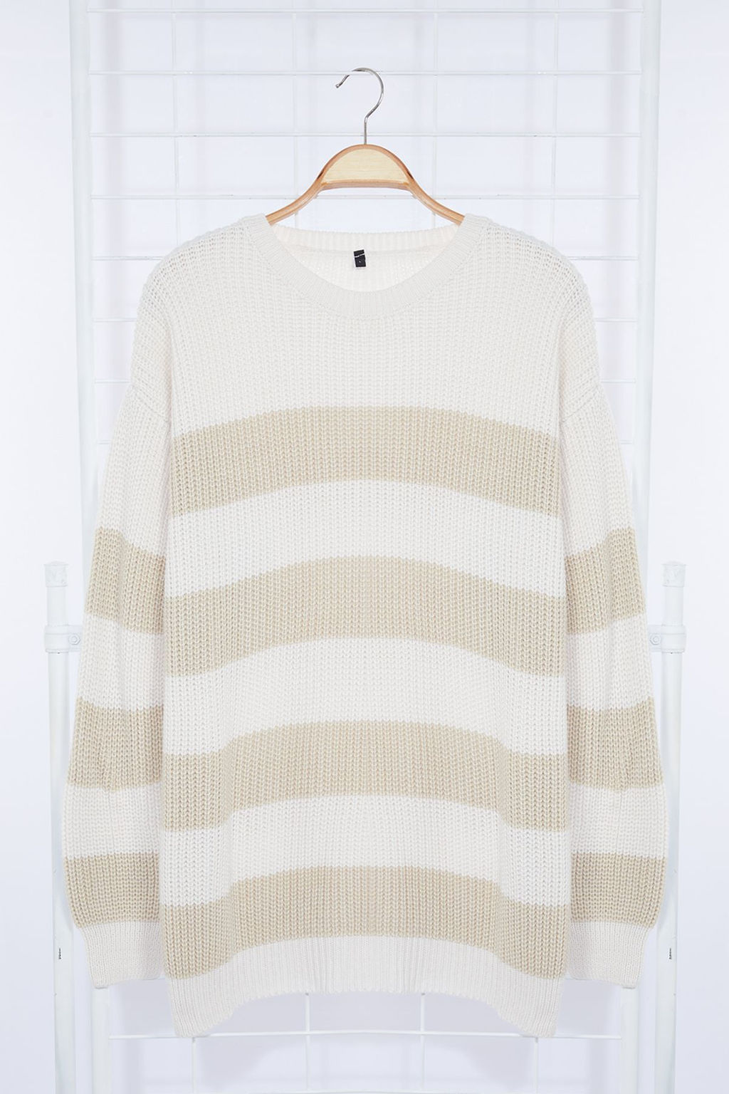 TRENDYOL MAN Koyu Yesil Casual Oversize Fit Genis Kal?p Bisiklet Yaka Cizgili Triko Kazak TMNAW23KZ00106 - Trendyolmilla фото 47