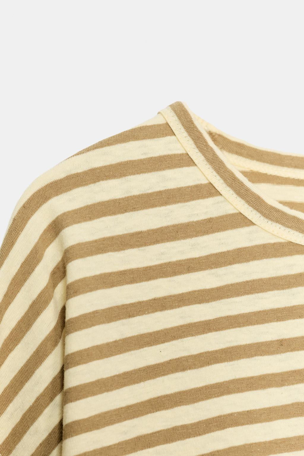 CAMISETA ALGOD?N Y LINO RAYAS / Rosa pastel - Zara фото 19