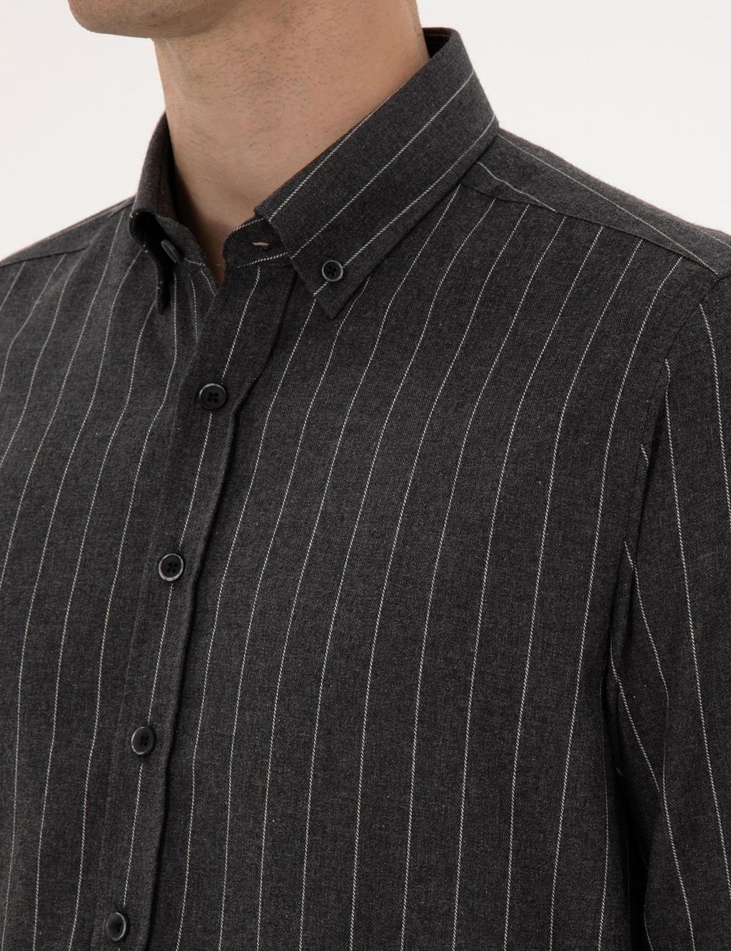 Antrasit _izgili Regular Fit Uzun Kollu G_mlek - Pierre cardin фото 7