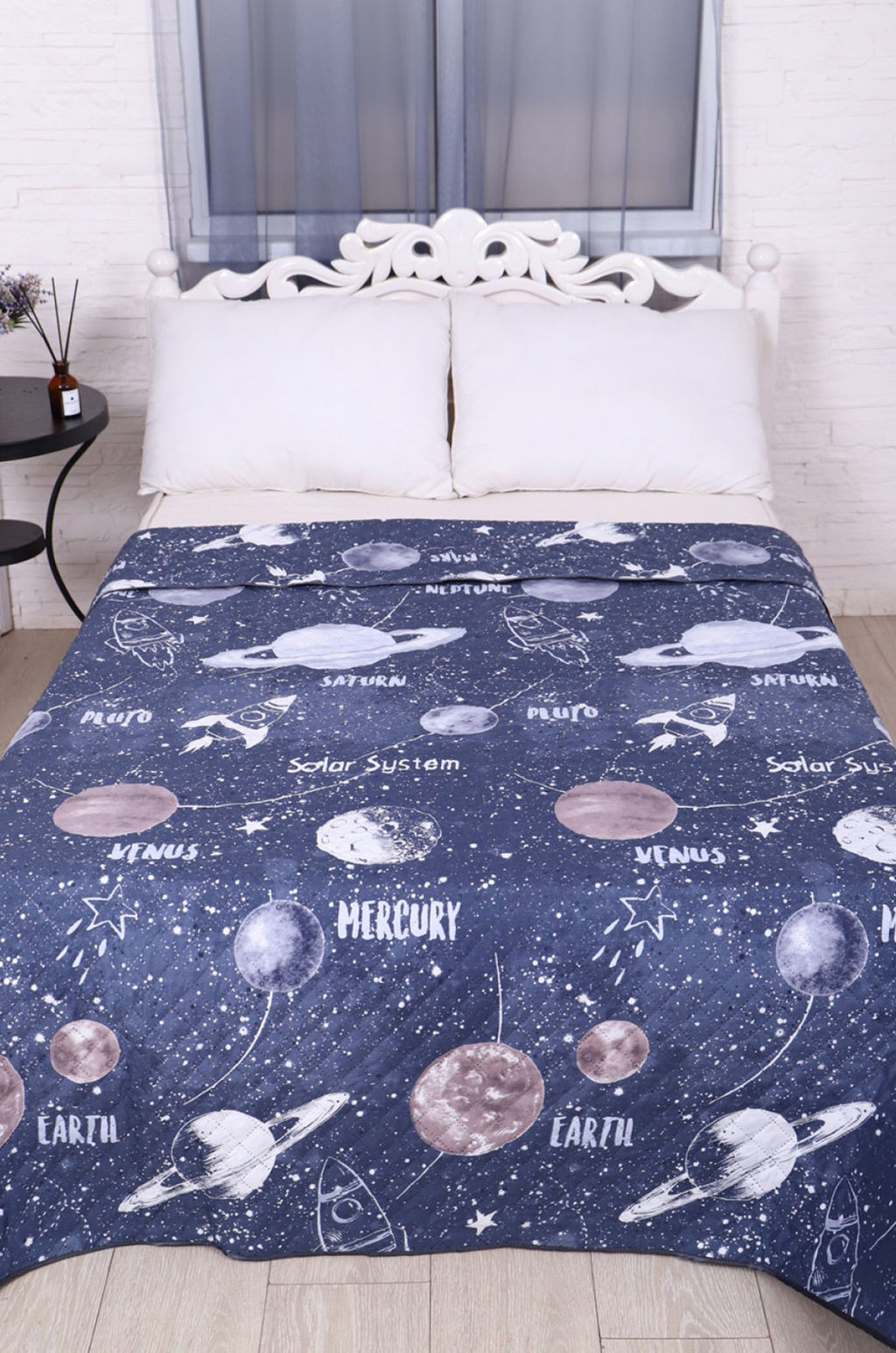 Покрывало-плед двухстороннее стеганое из полиэфирной ткани Полисатин Премиум 150Х212 N-Collection  фото 2