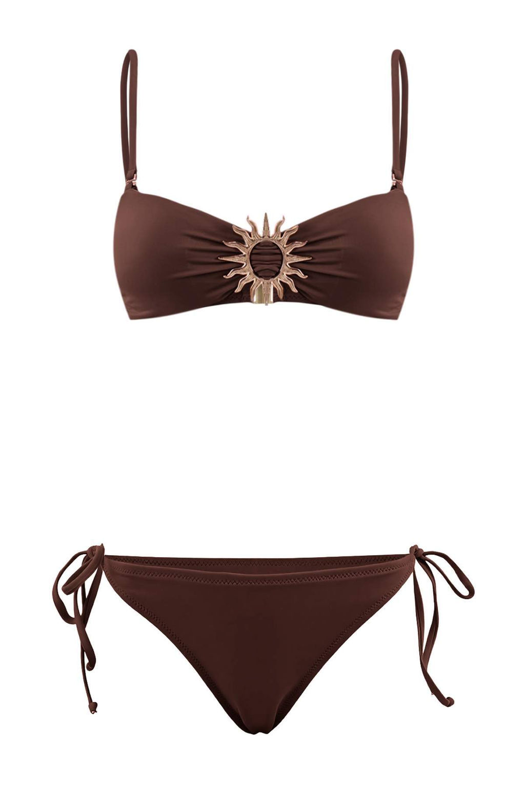 Kahverengi Straplez Kapl? Aksesuarl? Normal Bel Regular Bikini Tak?m? TBESS26BT00075