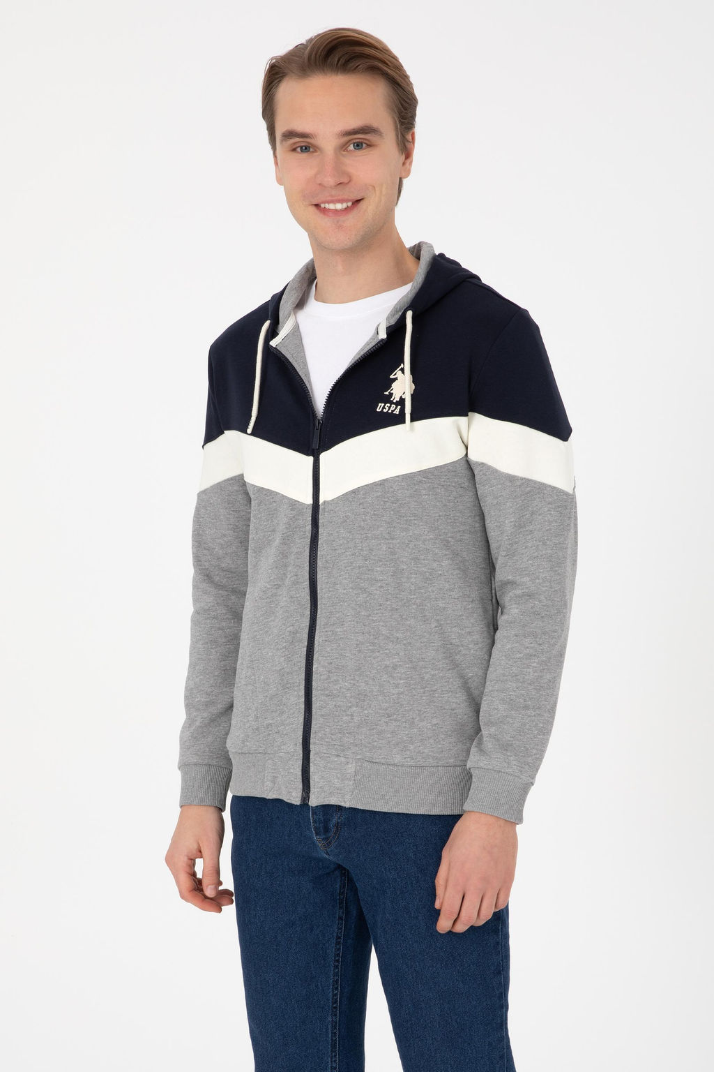Худи Comfort Fit серый меланж из хлопка