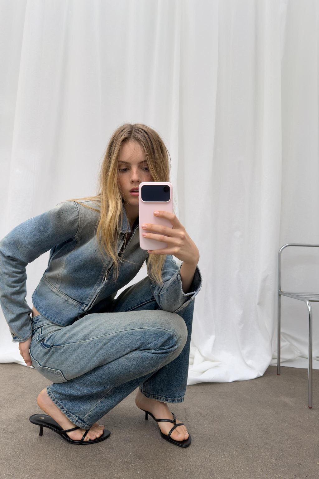 CHAQUETA DENIM TRF CREMALLERA / Marino