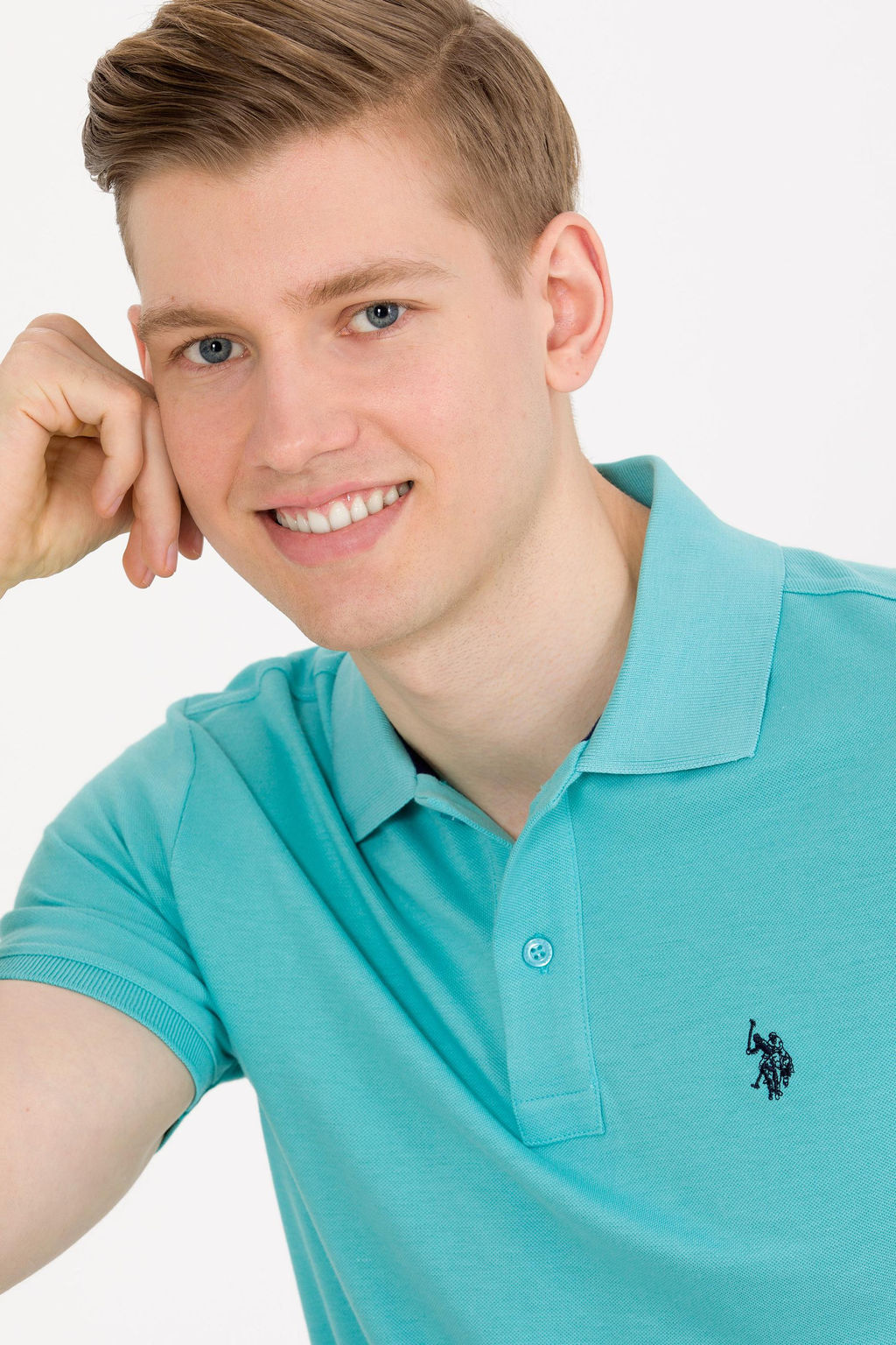 U. S. Polo Assn Мужская мятная базовая футболка с воротником-поло - U.s. polo assn фото 4