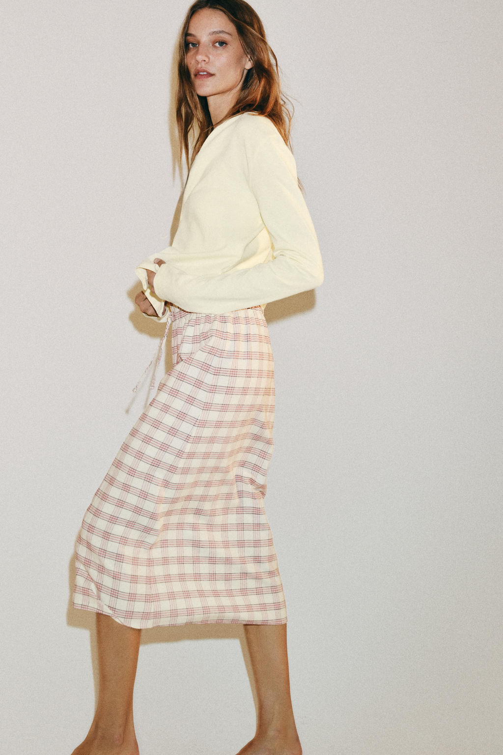 FALDA MIDI CUADROS ZW COLLECTION / Multicolor - Zara фото 3