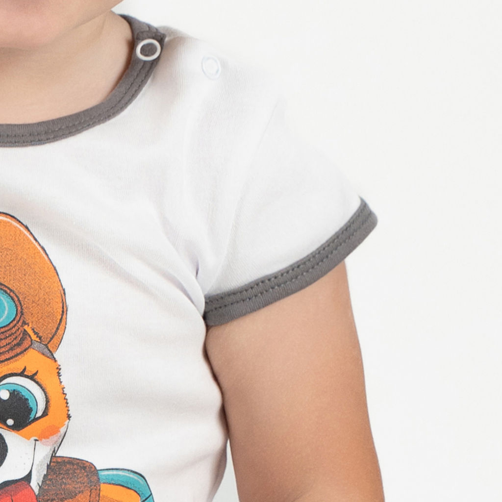 Костюм детский белый/серый корги в авто 7059п (80, 52)