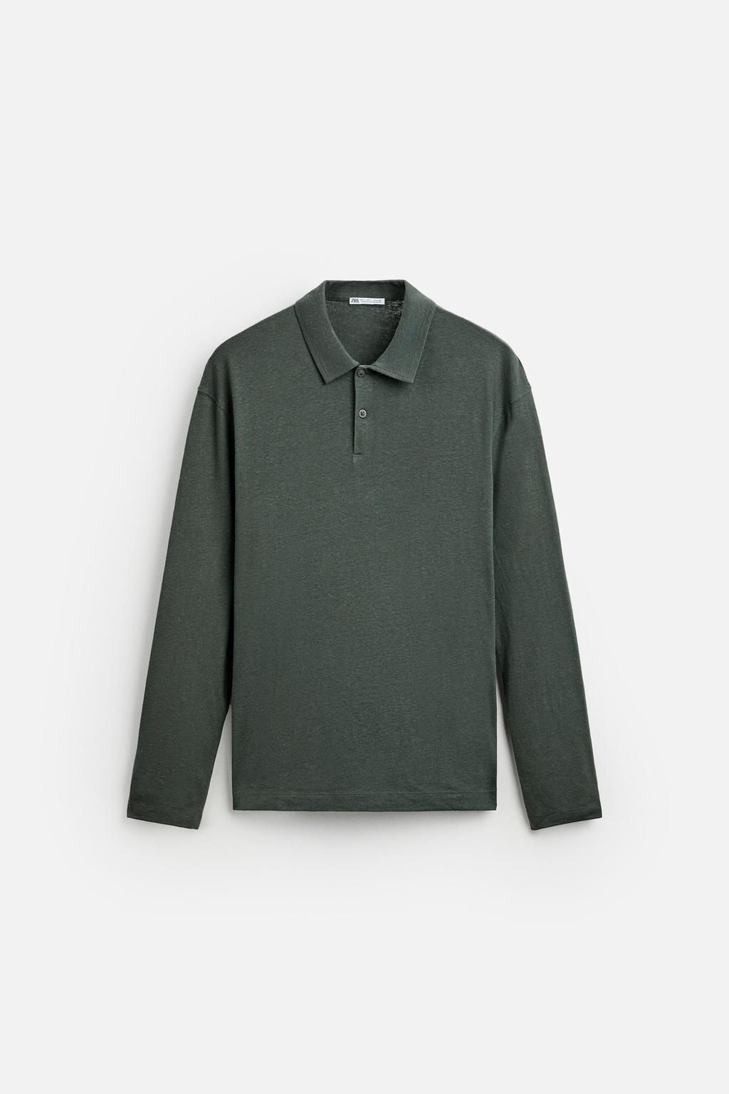 LINEN BLEND POLO SHIRT - Zara фото 7