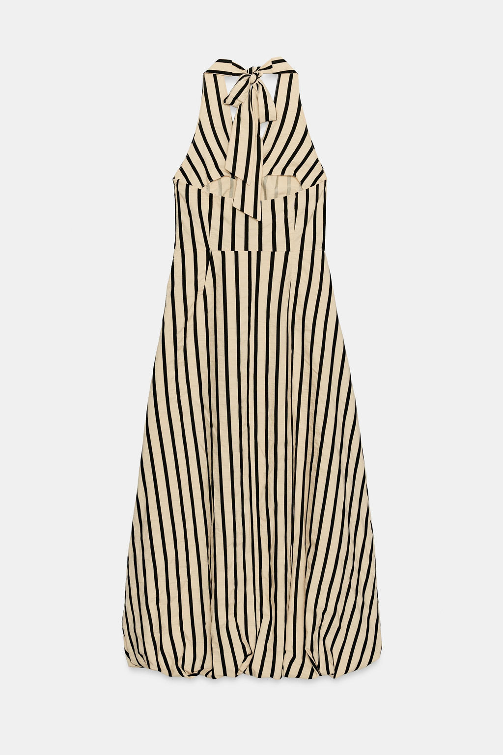 VESTIDO MIDI GLOBO RAYAS / Crudo / Negro - Zara фото 8