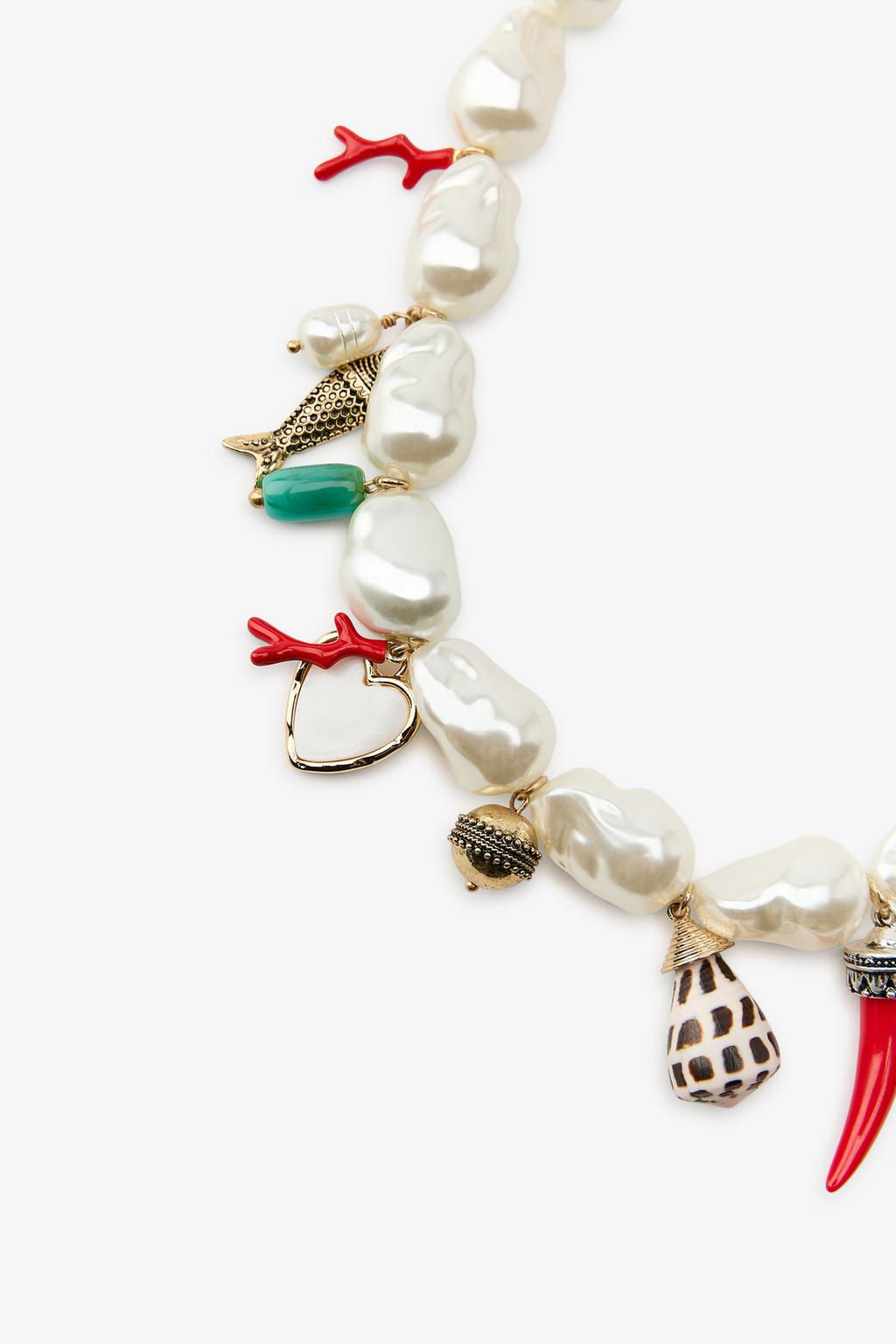 FAUX PEARL CHARM NECKLACE - Zara фото 3