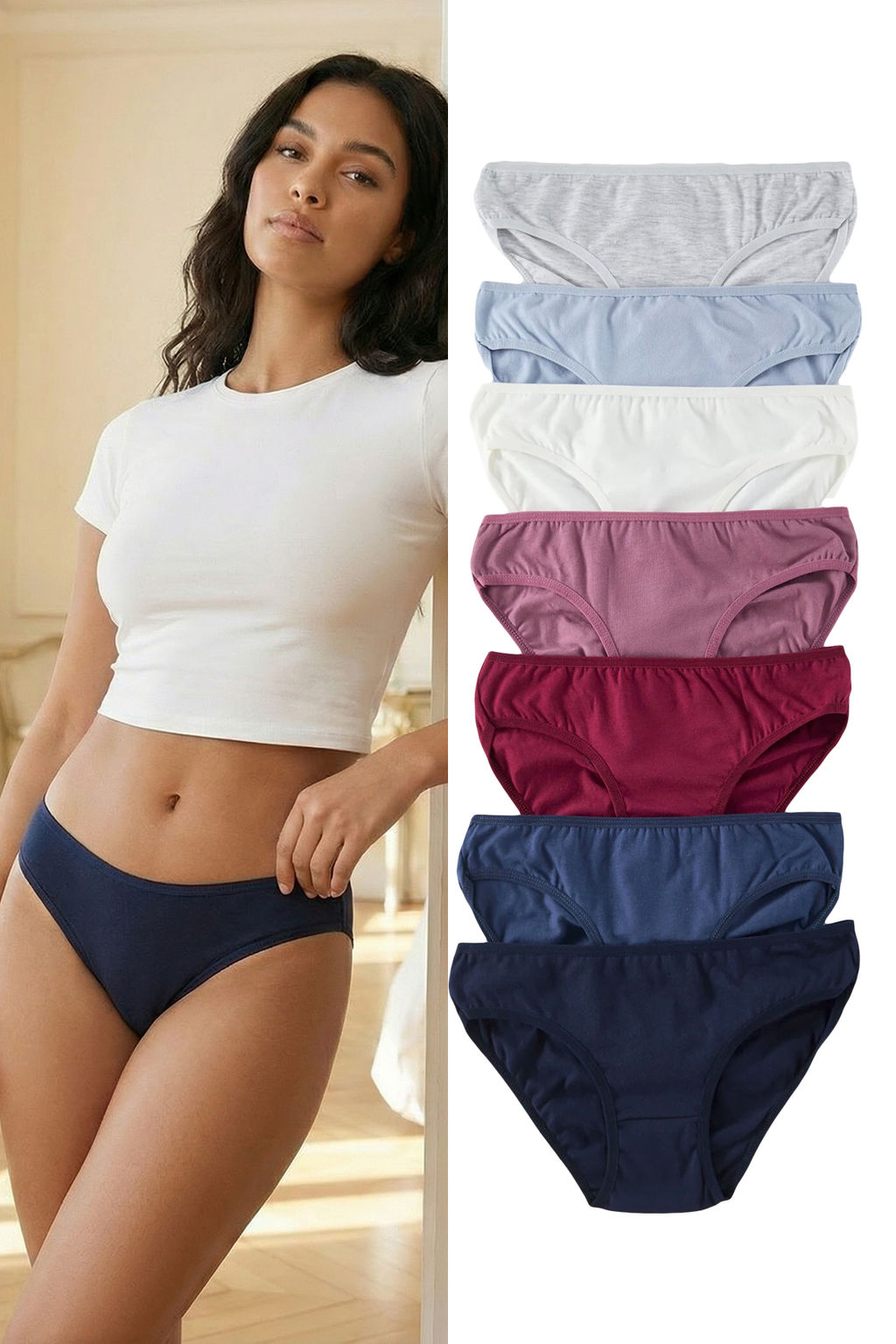 Trendyolmilla Mavi-Cok Renkli 7li Paket Pamuklu Klasik Orme Kulot THMSS25KU00029  фото 7