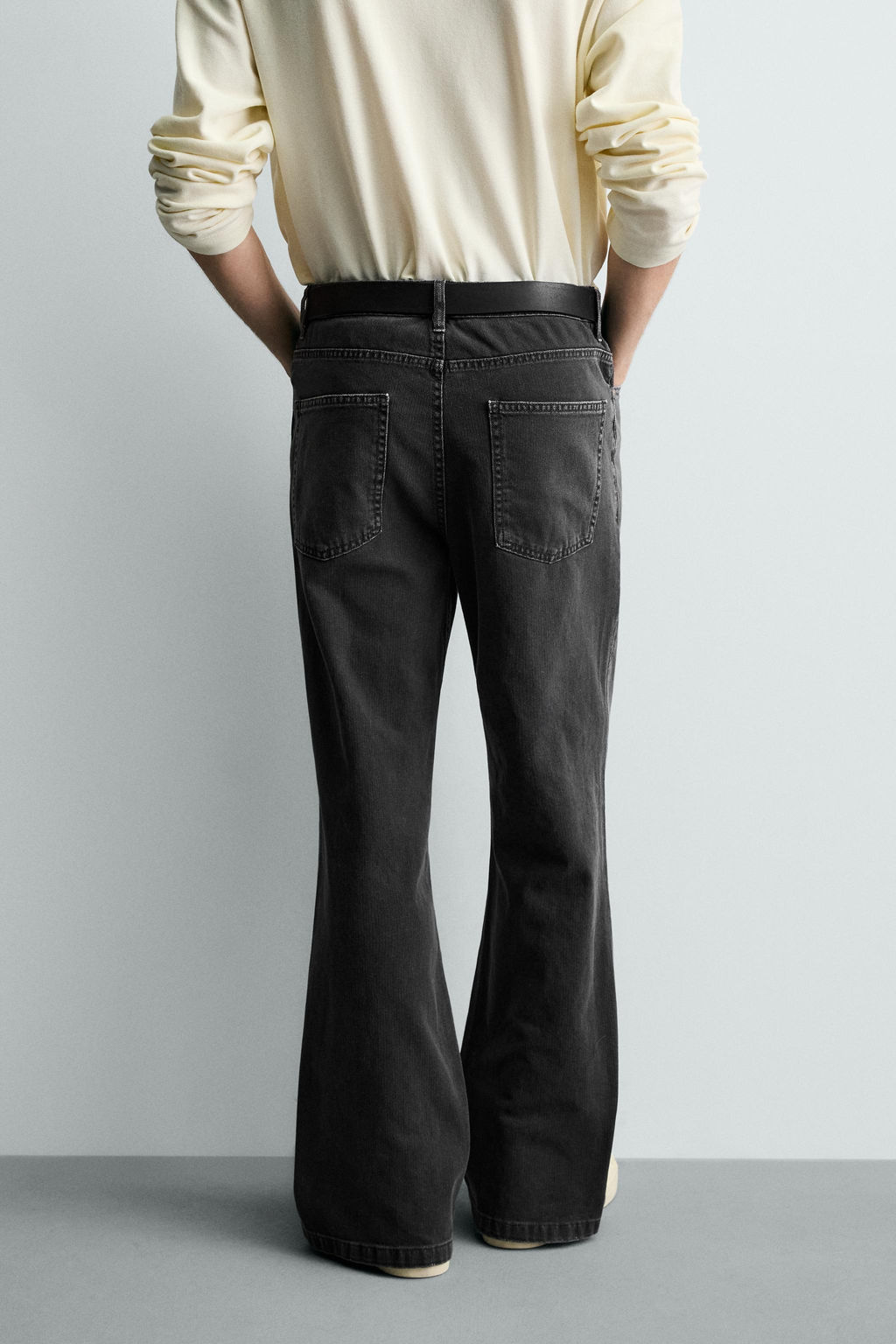 PANTAL?N FLARE FIT ESTRUCTURA ALGOD?N / Gris oscuro - Zara фото 3