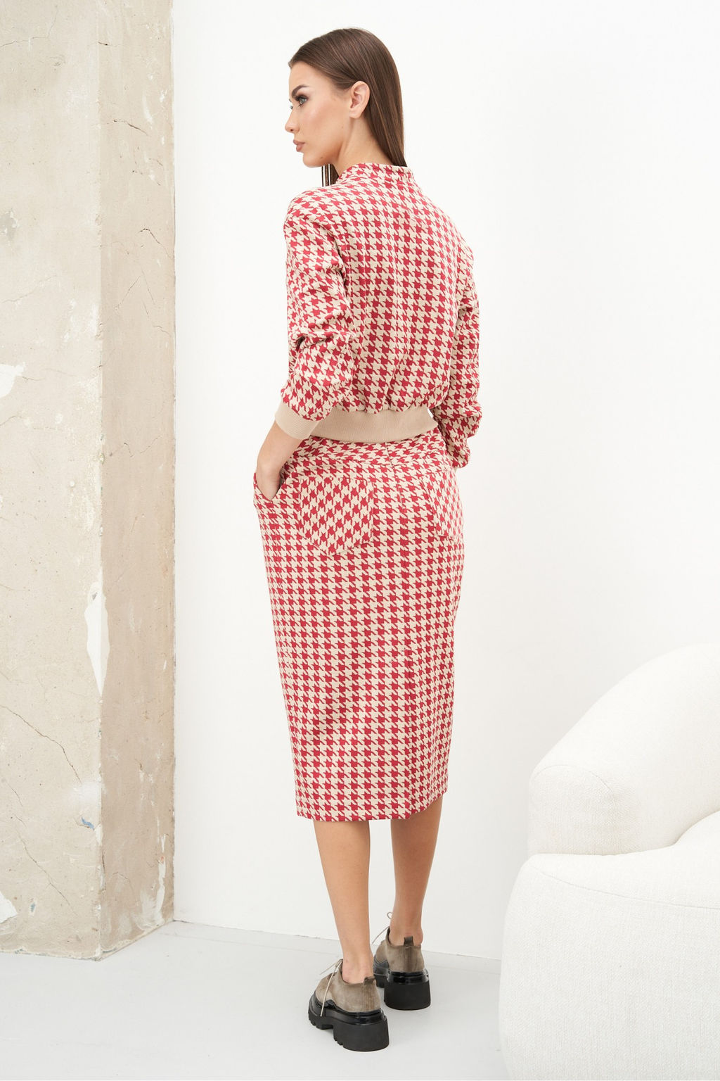 Костюм юбочный 4561 красный - Fantazia mod фото 2