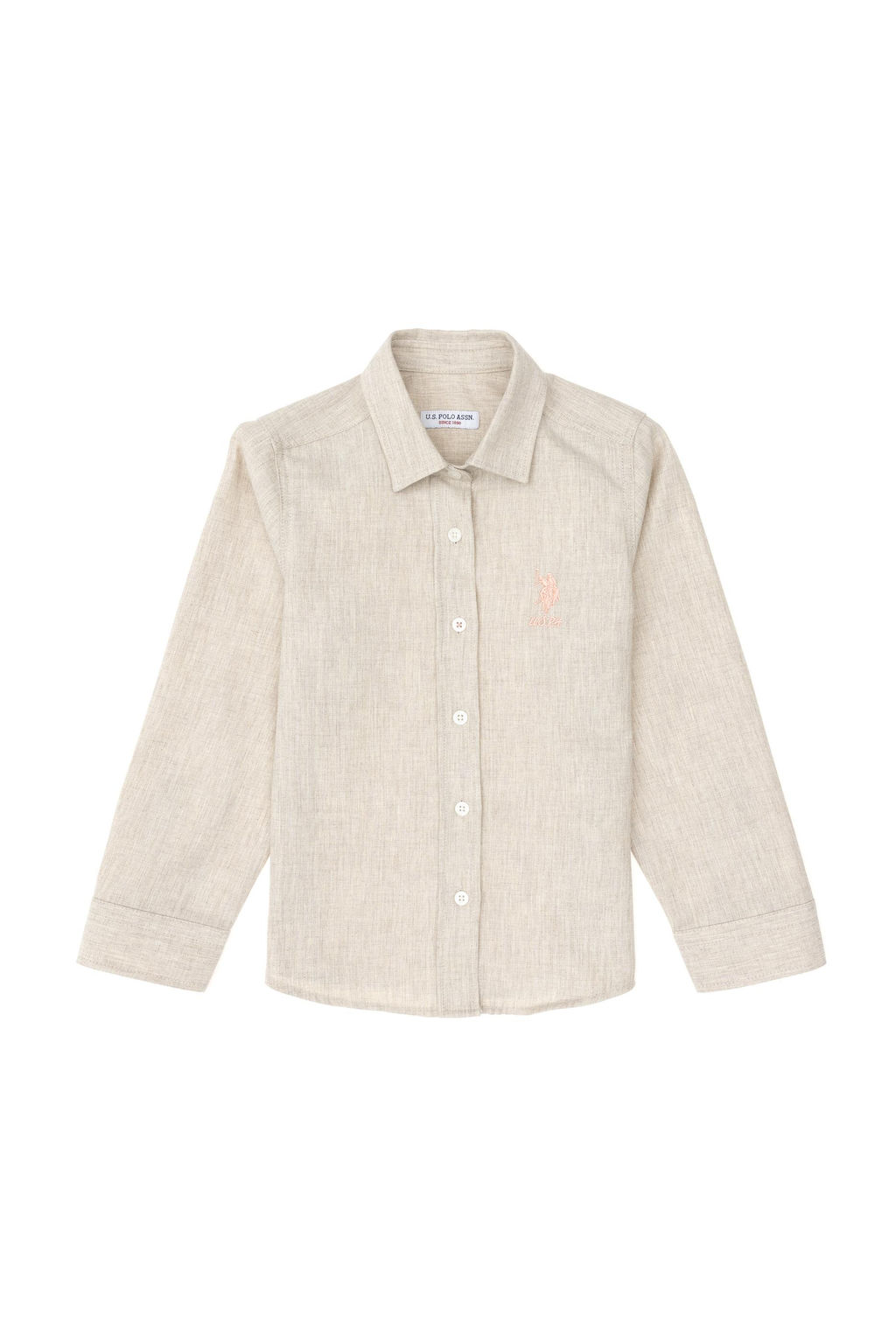 Рубашка с длинным рукавом цвета экрю для девочки Неожиданная скидка в корзине - U.s. polo assn фото 2