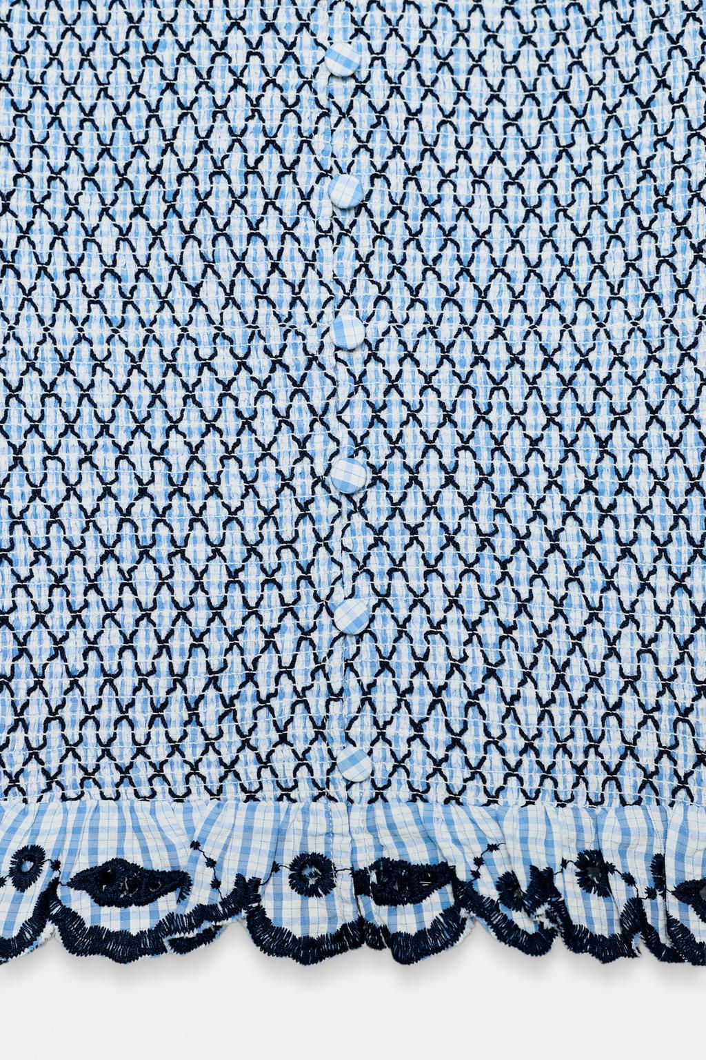 CHECKED SMOCKED TOP - Zara фото 7