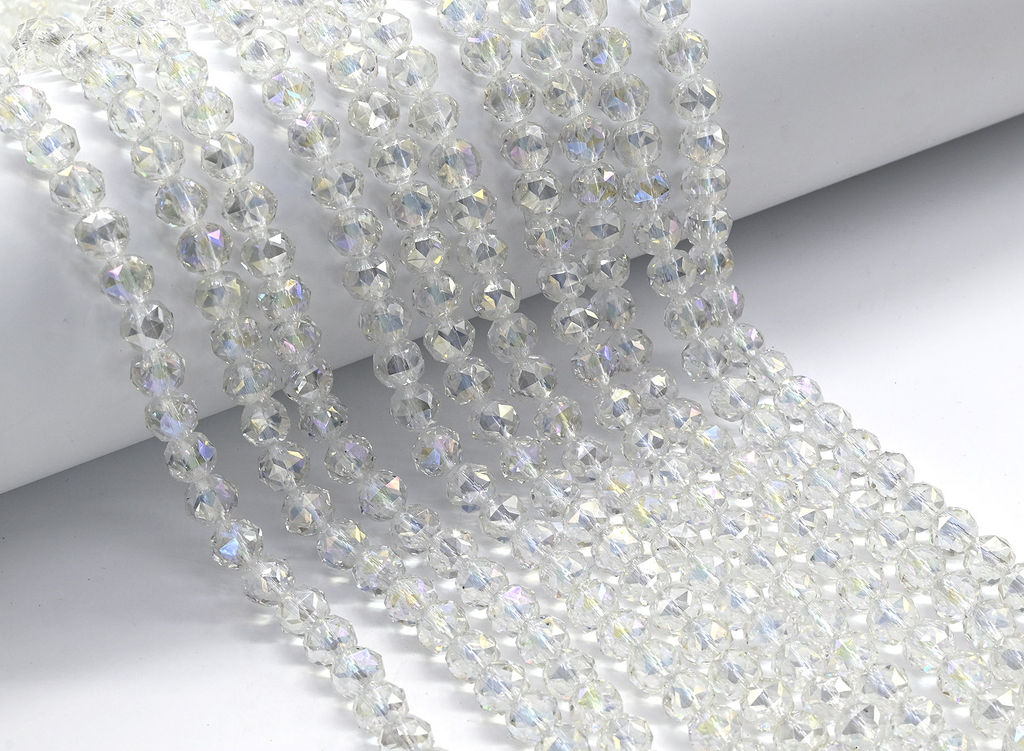 Бусины из циркона шарик гр.8мм цв.хрусталь хамелеон, 39см, 54 бусины Радуга камня