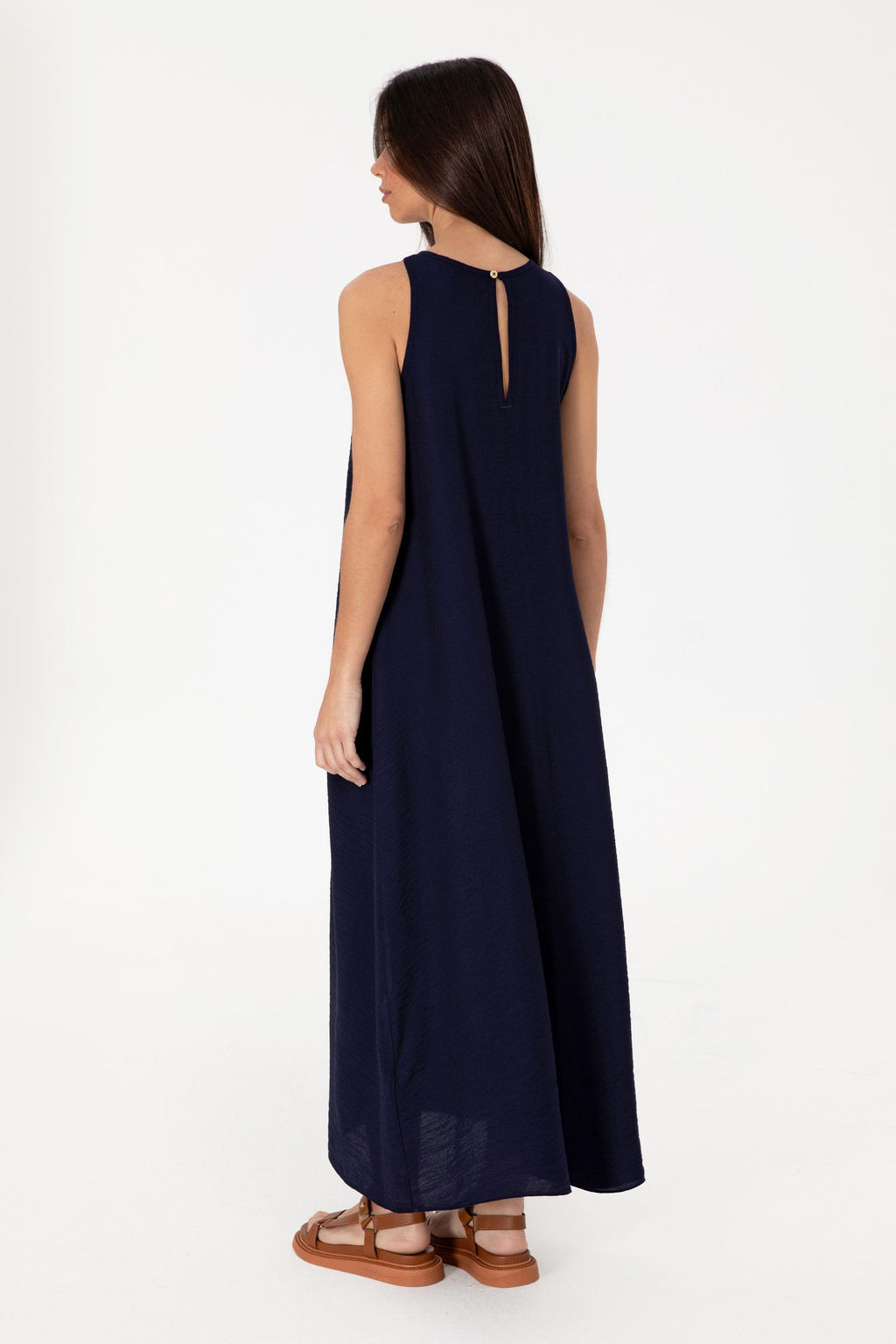 Kad_n Lacivert Maxi Boy Dokuma Elbise Sepette S_rpriz _ndirim - U.s. polo assn фото 4