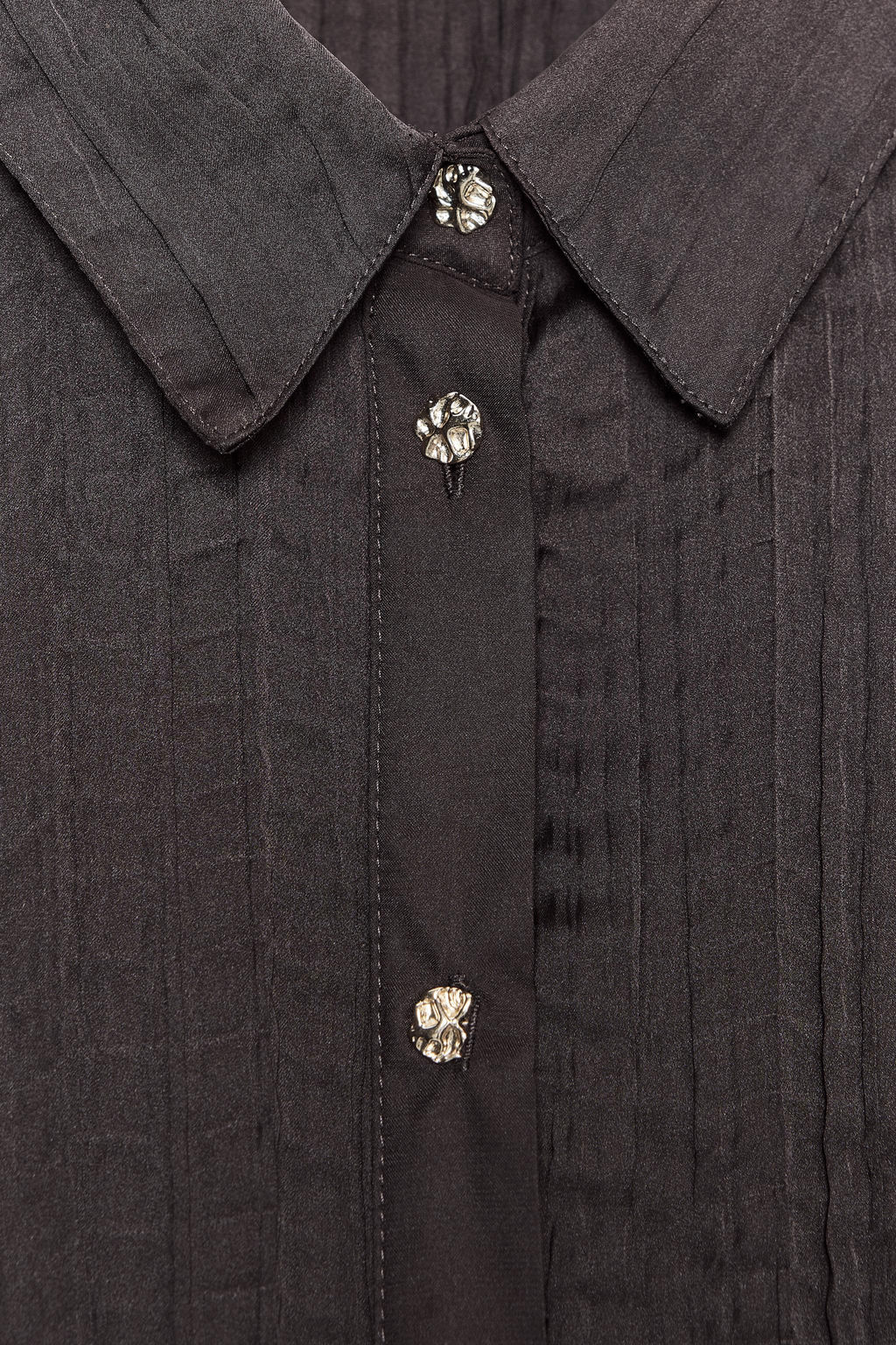 CRINKLE-EFFECT SATIN OVERSIZE SHIRT - Zara фото 9