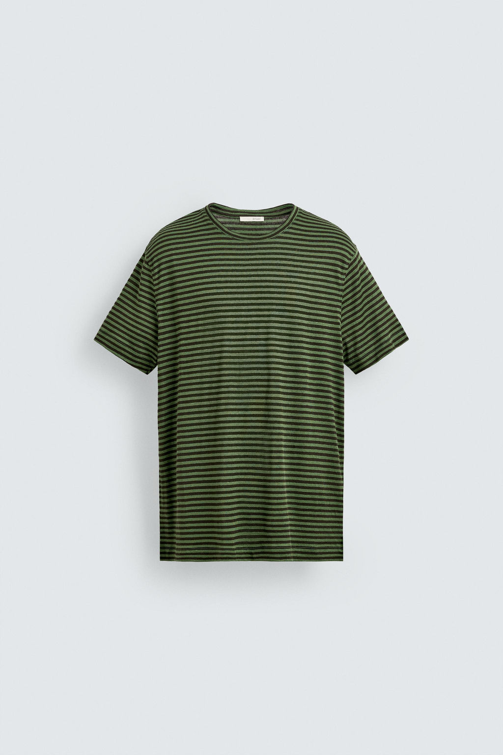 CAMISETA REGULAR FIT RAYAS MEZCLA LINO / Marr?n / Verde