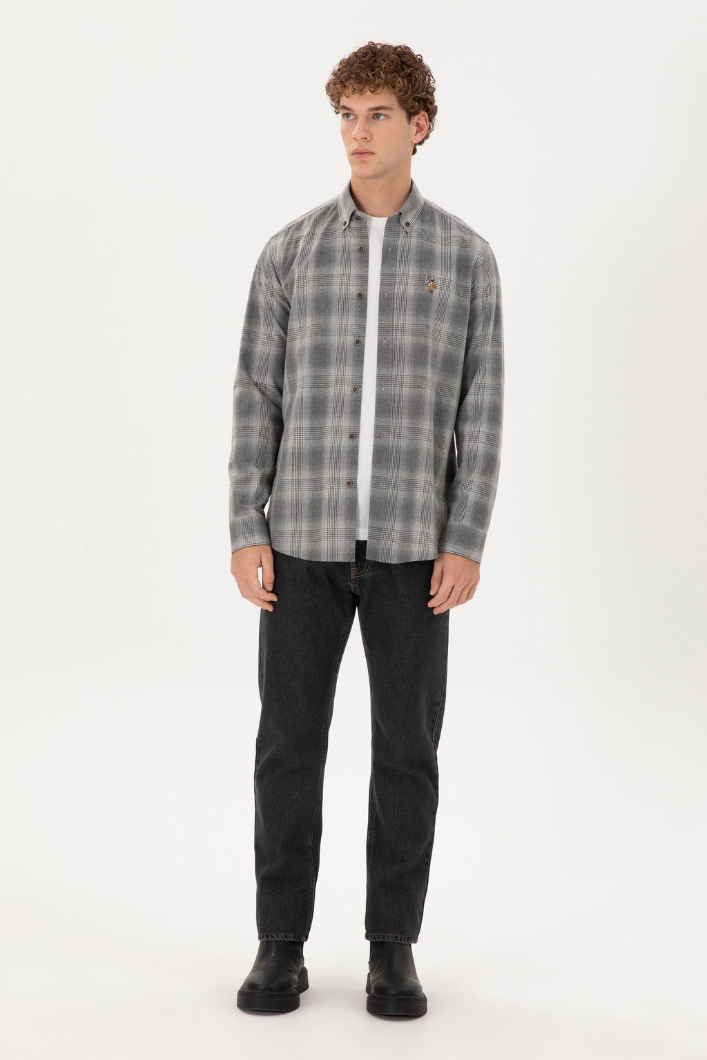 Мужская серая рубашка с длинным рукавом Неожиданная скидка в корзине - U.s. polo assn фото 4