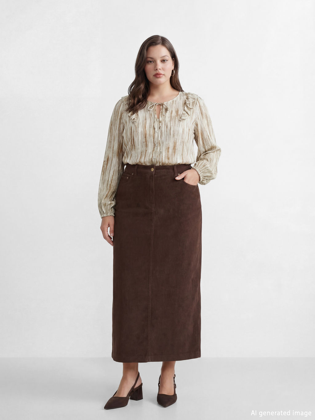 B?y?k Beden Standart Fit Fitilli Kadife Etek