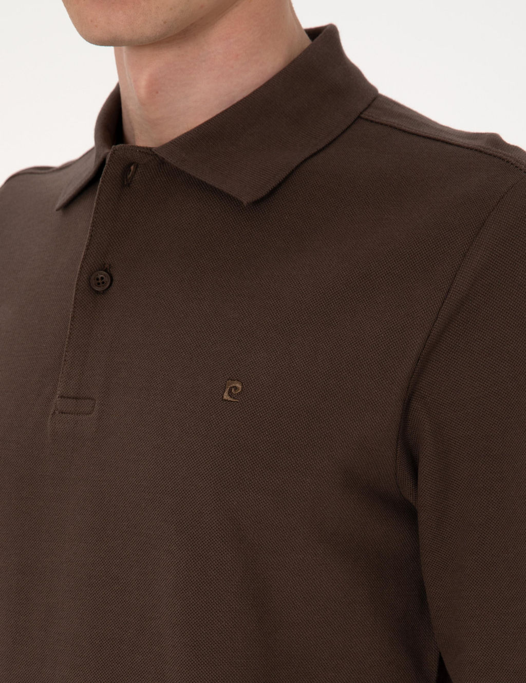 Koyu Kahverengi Slim Fit K_vr_lmaz Polo Yaka Basic Pike Sweatshirt - Pierre cardin фото 6