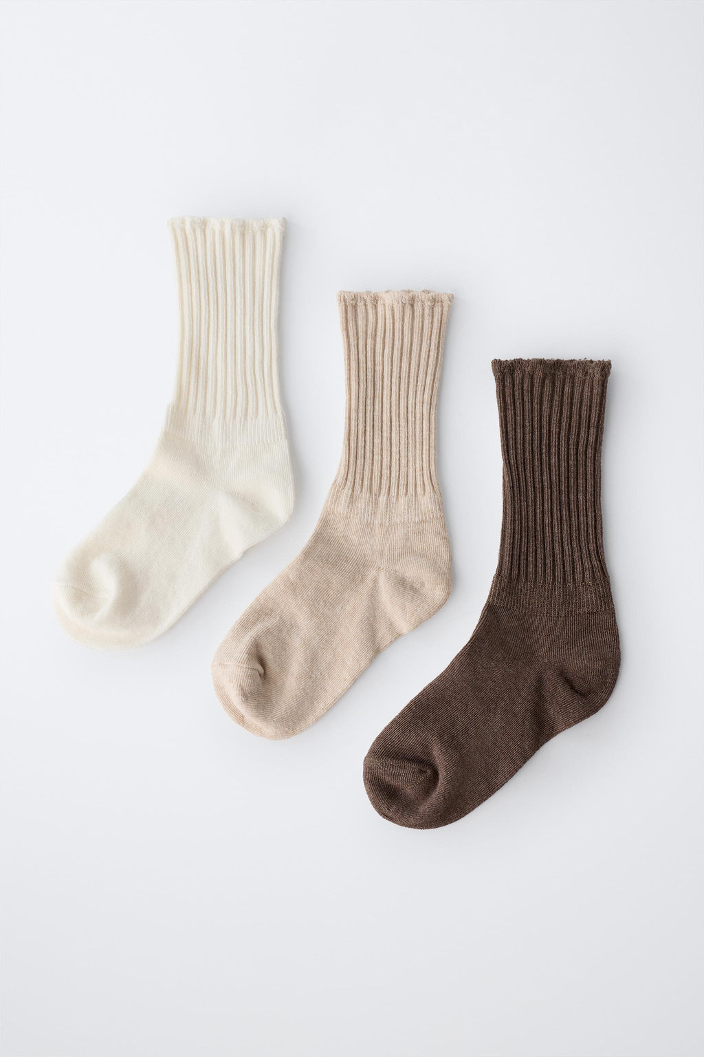PACK TRES CALCETINES LARGOS RIZO / Beige claro - Zara фото 4